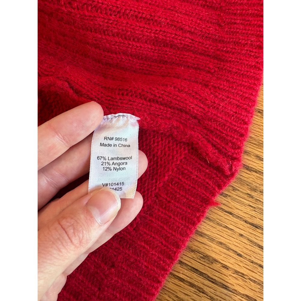 Coldwater Creek Red Lambswool Angora Blend Open Front Cardigan Sweater Large 14 - Picture 3 of 7